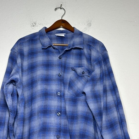 Columbia Button Up Casual Shirt Men XXL Plaid Blue Lumberjack Striped Flannel - Picture 3 of 13